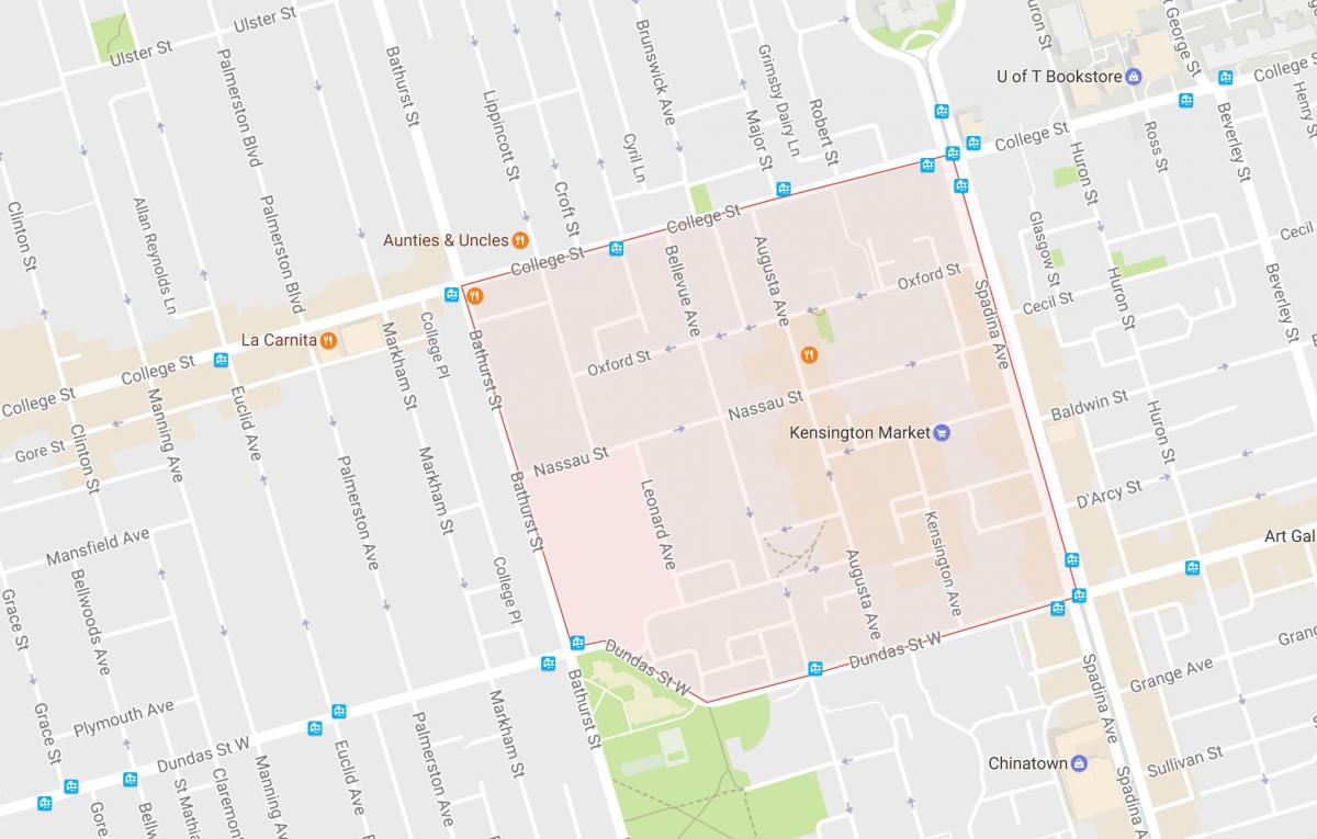 Mapa Kensington Tržištu susjedstvu Torontu