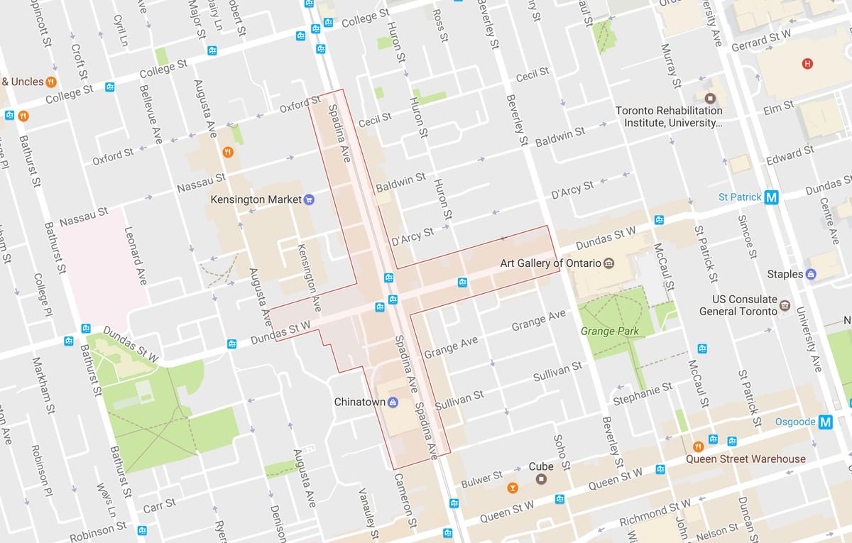 Mapa kineskoj četvrti susjedstvu Torontu
