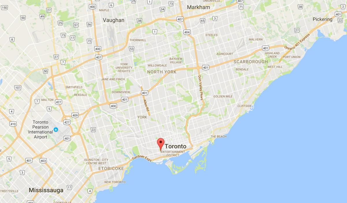 Mapa Kraljica Ulici Zapad distriktu Torontu