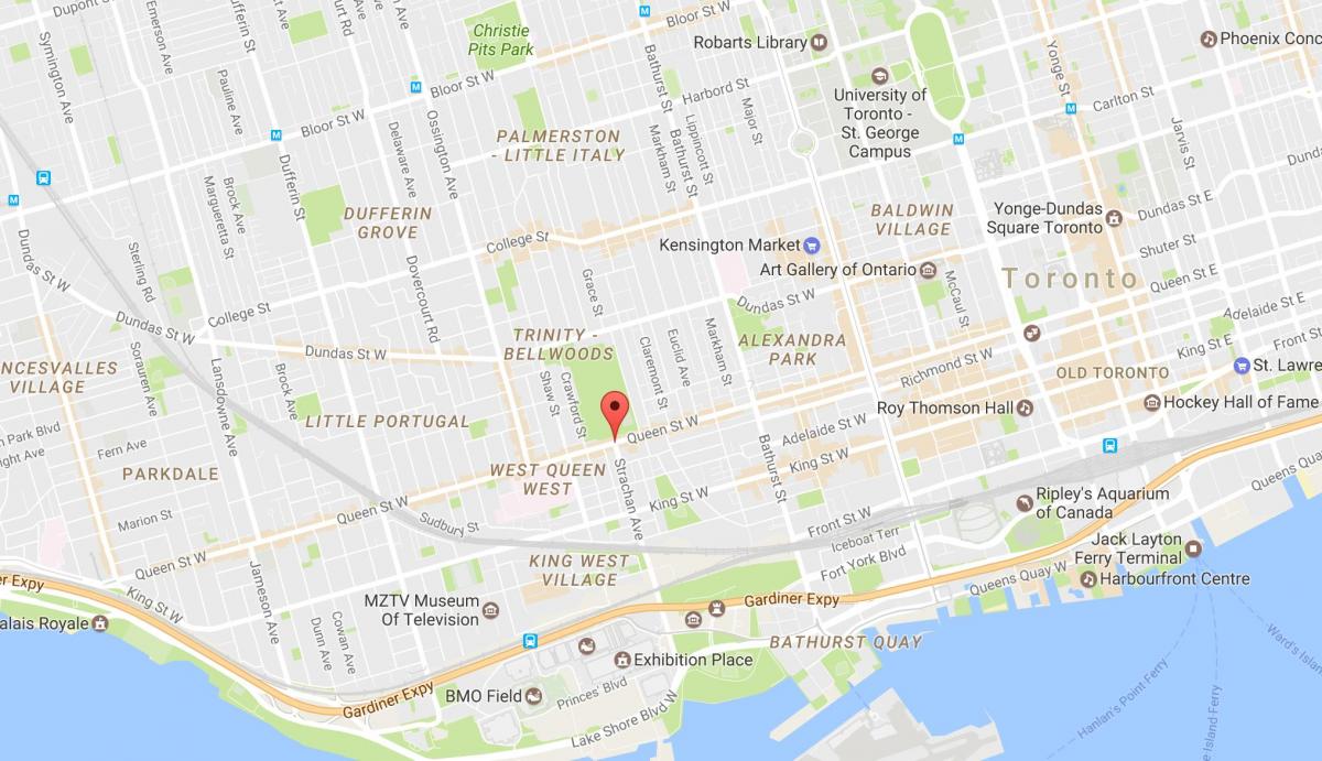 Mapa Kraljica Ulici Zapad susjedstvu Torontu