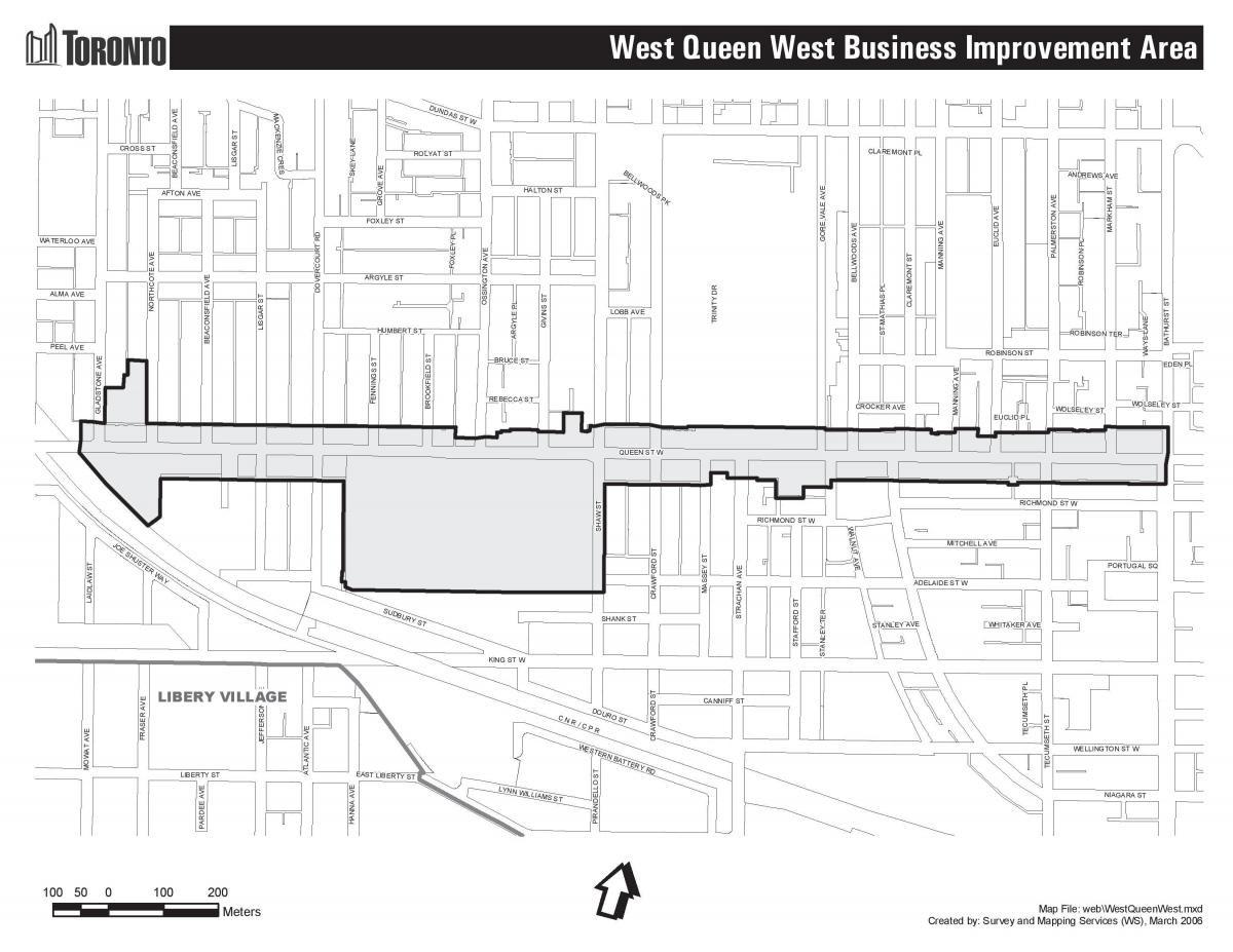 Mapa Kraljica ulici zapad Torontu