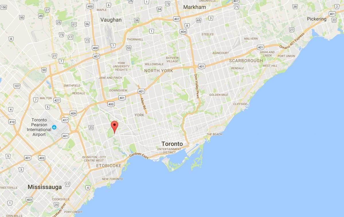 Mapa Lambton distriktu Torontu