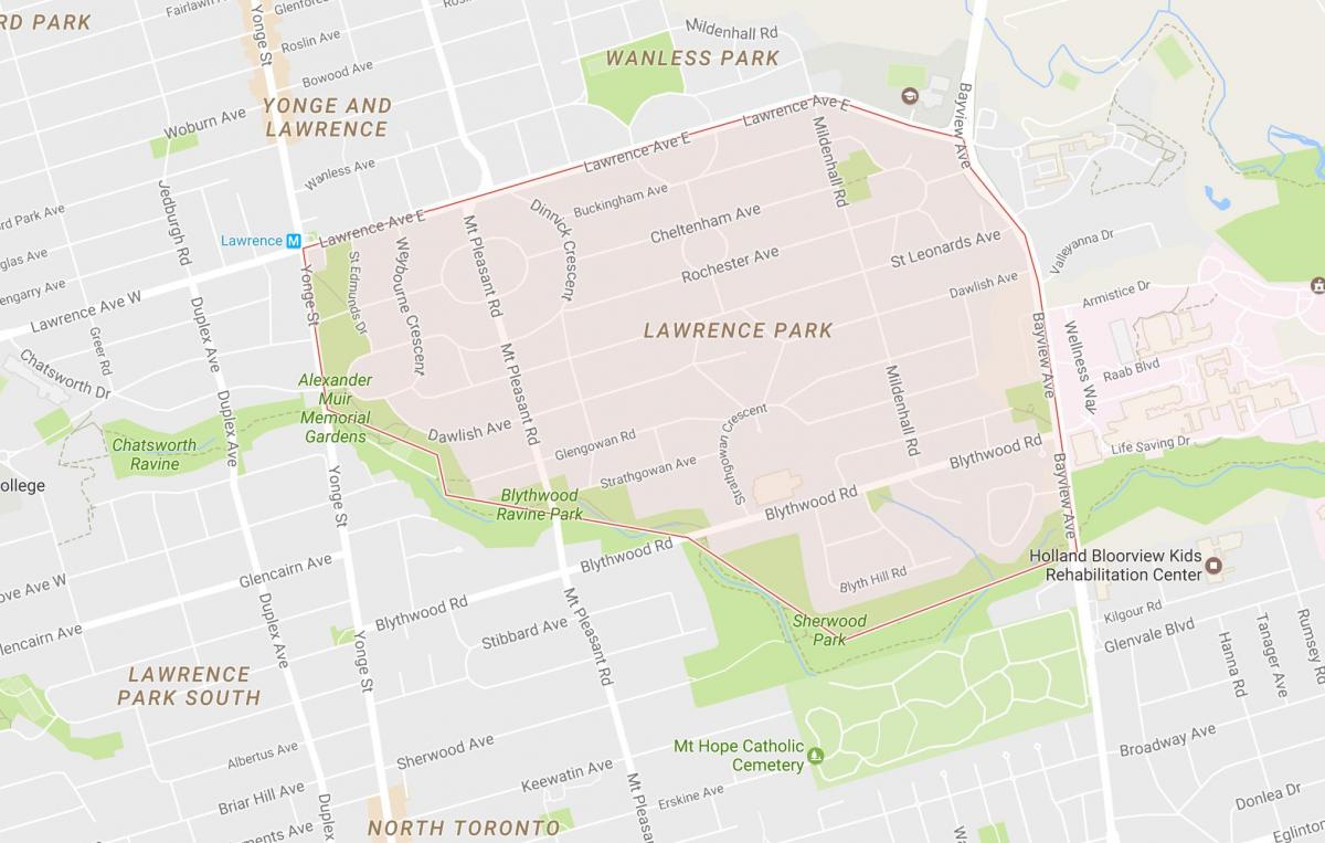 Mapa Lawrence Park susjedstvu Torontu