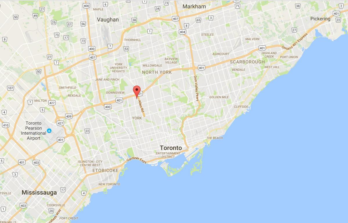 Mapa Lawrence Visine distriktu Torontu