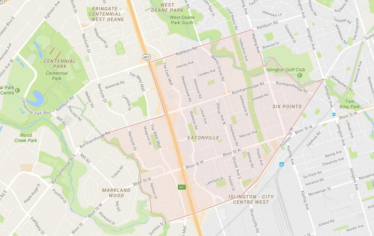 Mapa Ltonvil susjedstvu Torontu