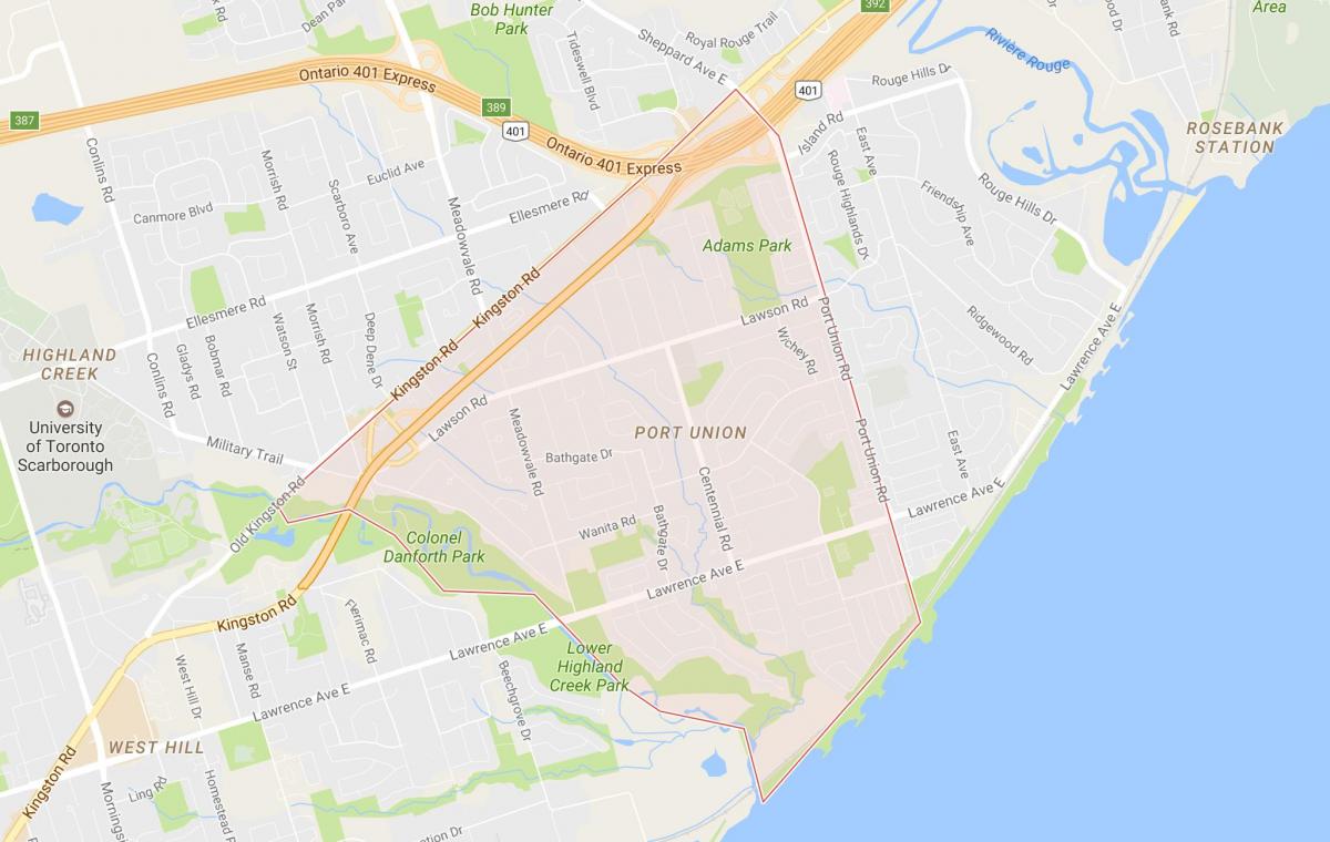 Mapa Luku Unije susjedstvu Torontu