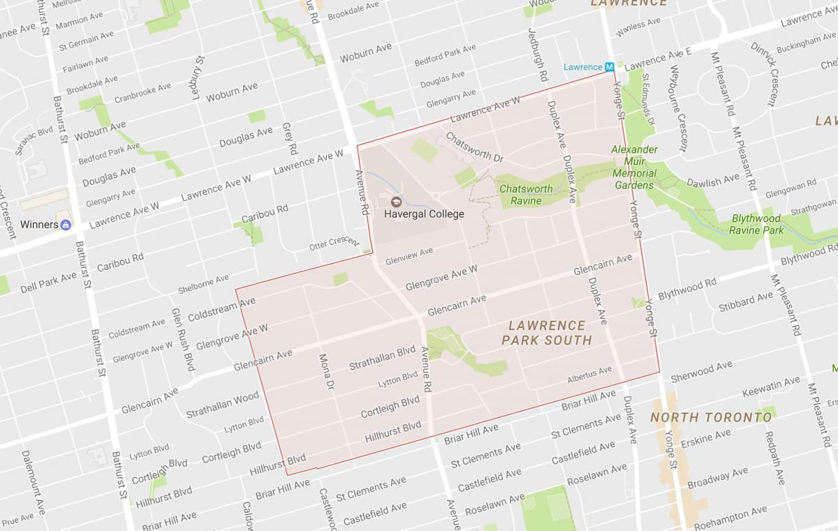 Mapa Lytton Park susjedstvu Torontu