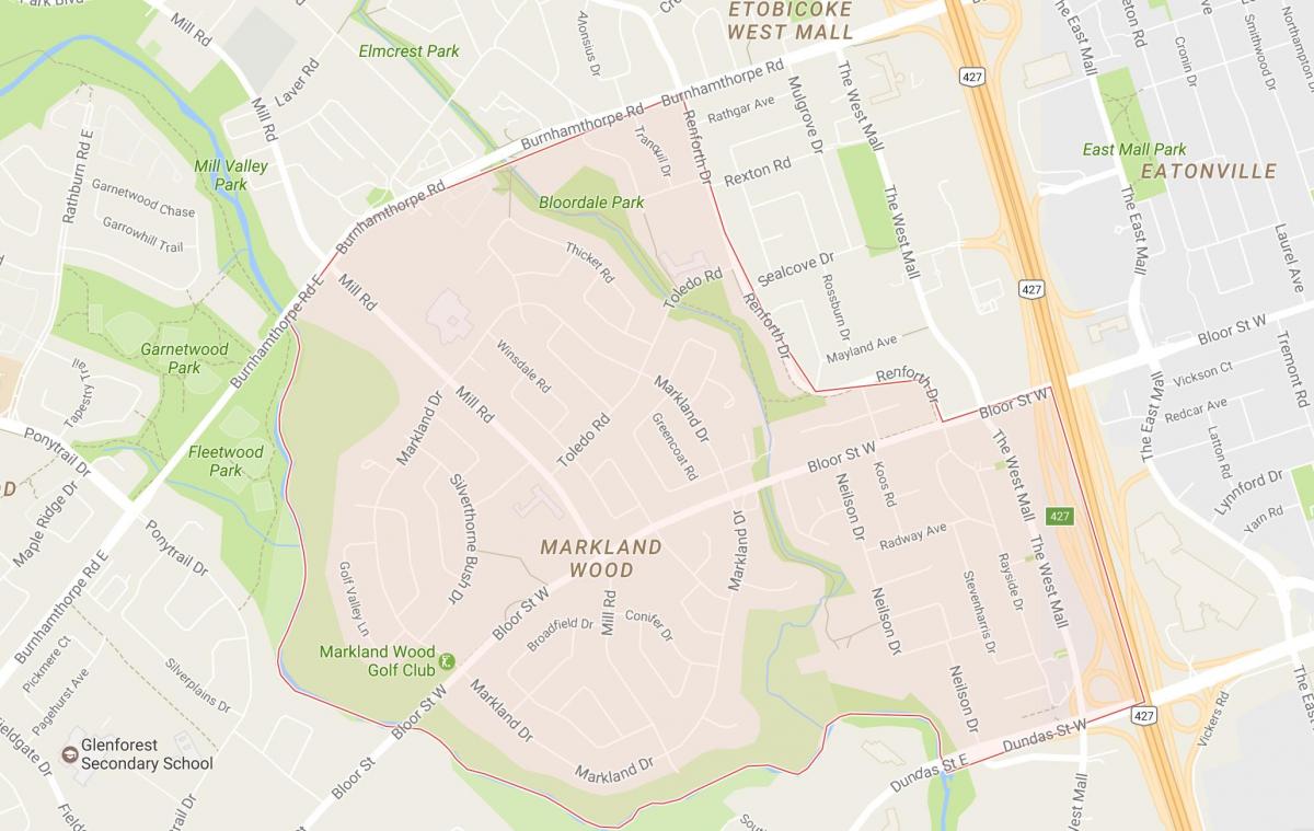 Mapa Markland Drvo susjedstvu Torontu