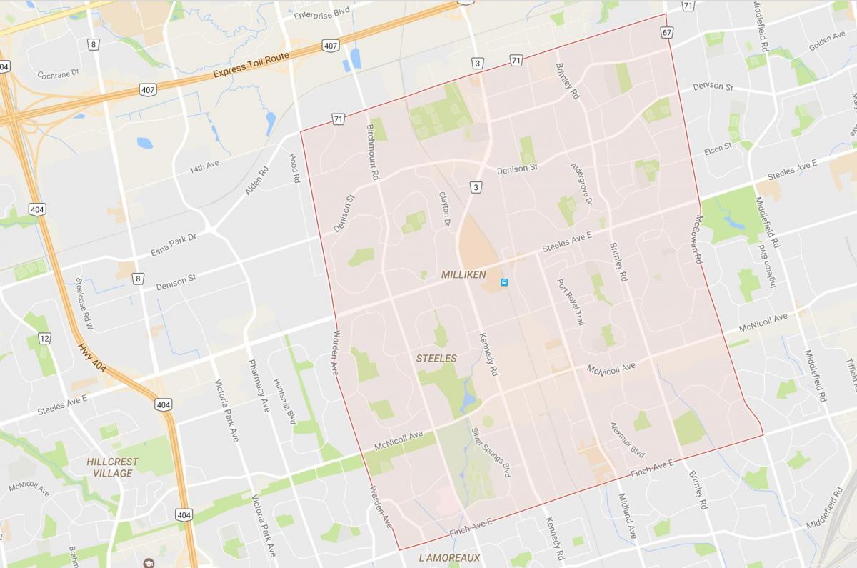 Mapa Milliken susjedstvu Torontu