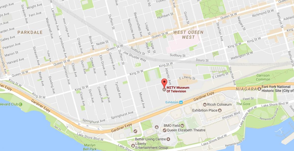 Mapa MZTV muzej tv Torontu