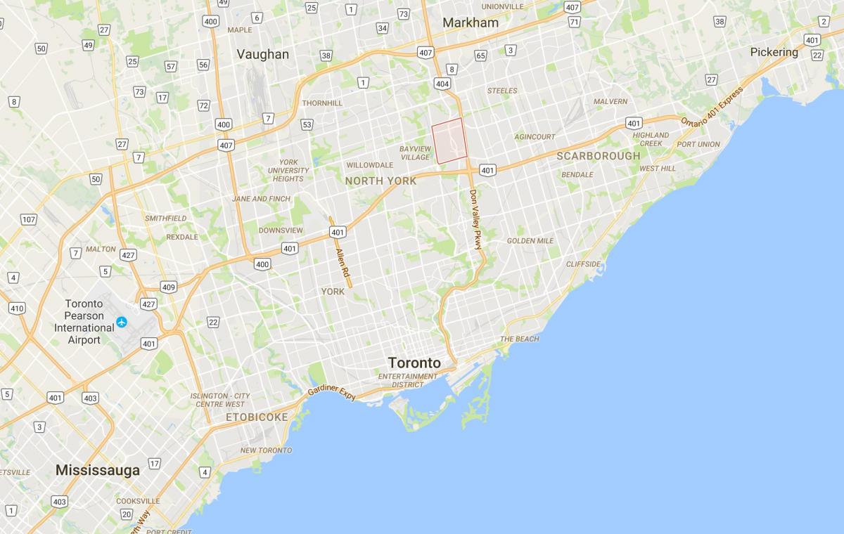 Mapa Ne Dolini Selo distriktu Torontu