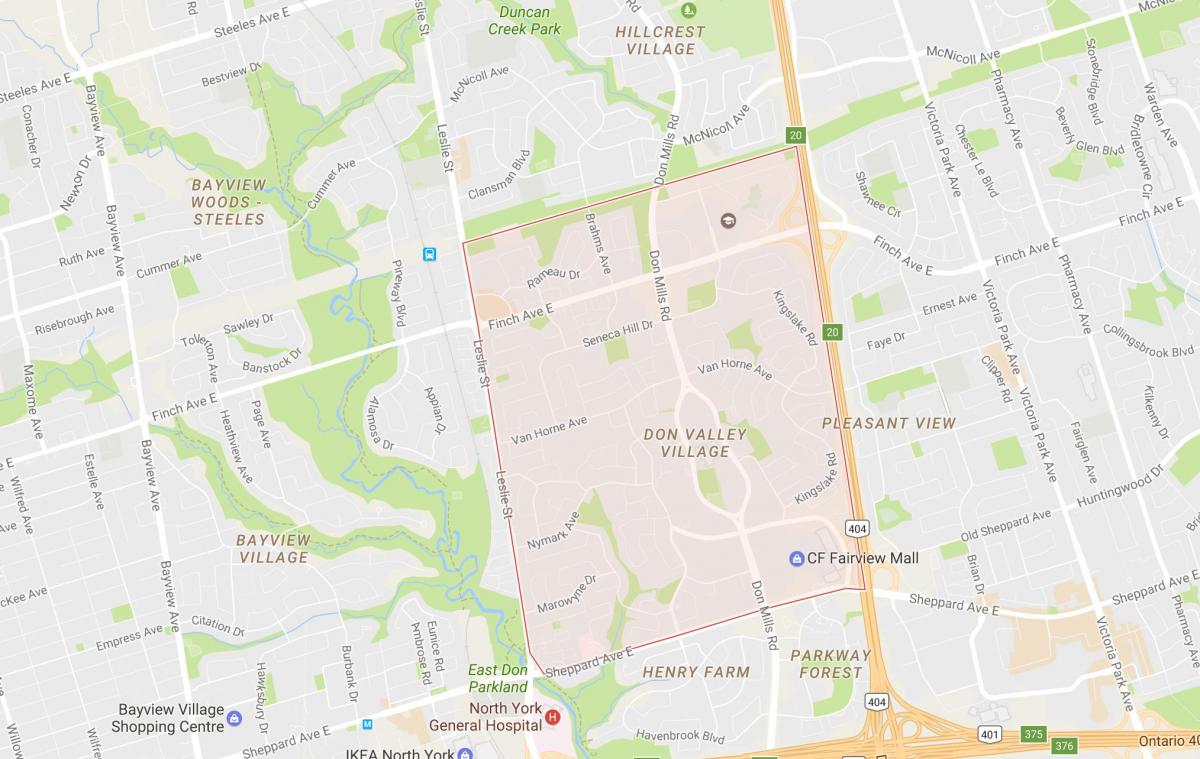 Mapa Ne Dolini Selo susjedstvu Torontu