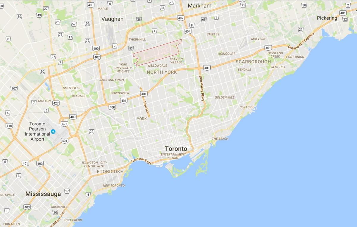 Mapa Newtonbrook distriktu Torontu
