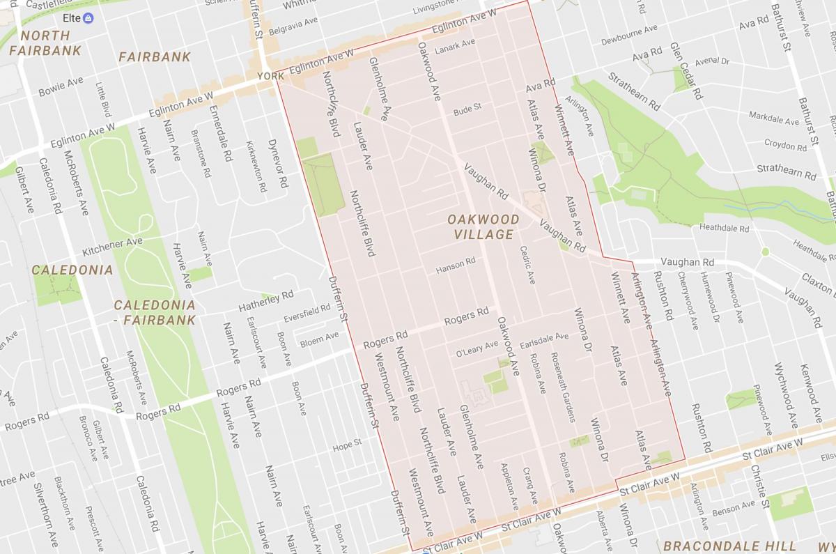 Mapa Oakwood–Von susjedstvu Torontu