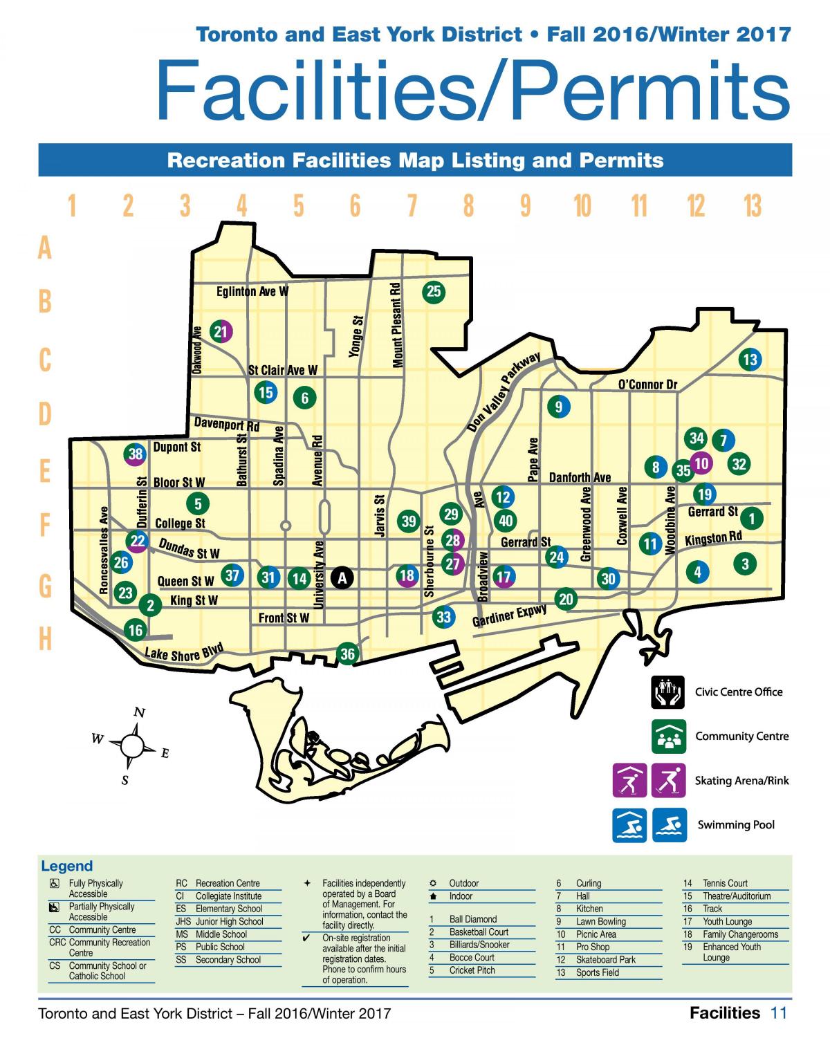 Mapa objekata rekreaciju Torontu