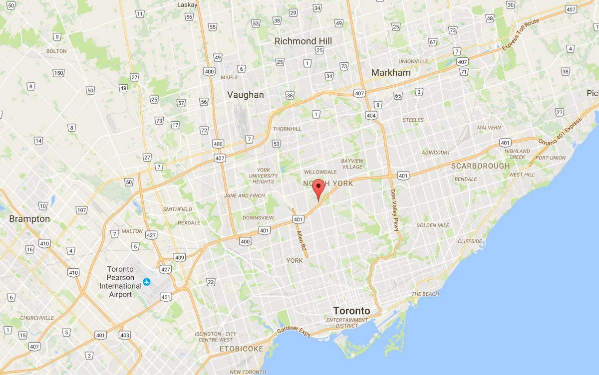 Mapa Oklop Visine distriktu Torontu