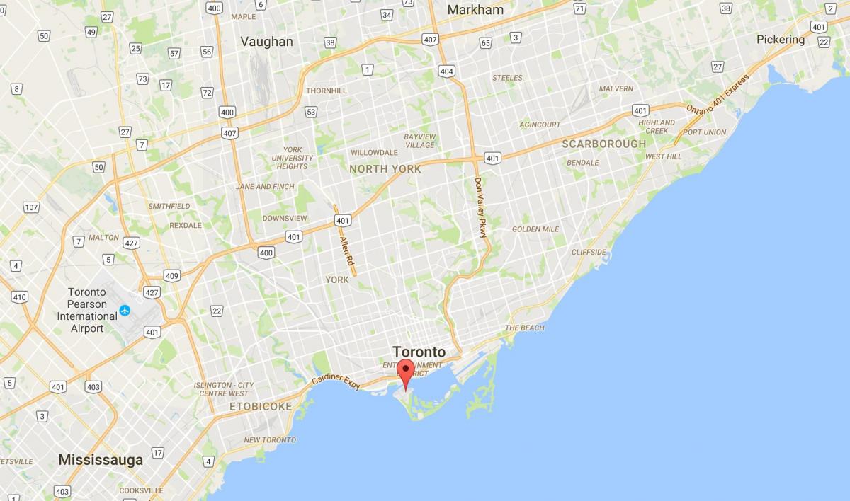 Mapa distriktu Torontu Ostrva distriktu Torontu