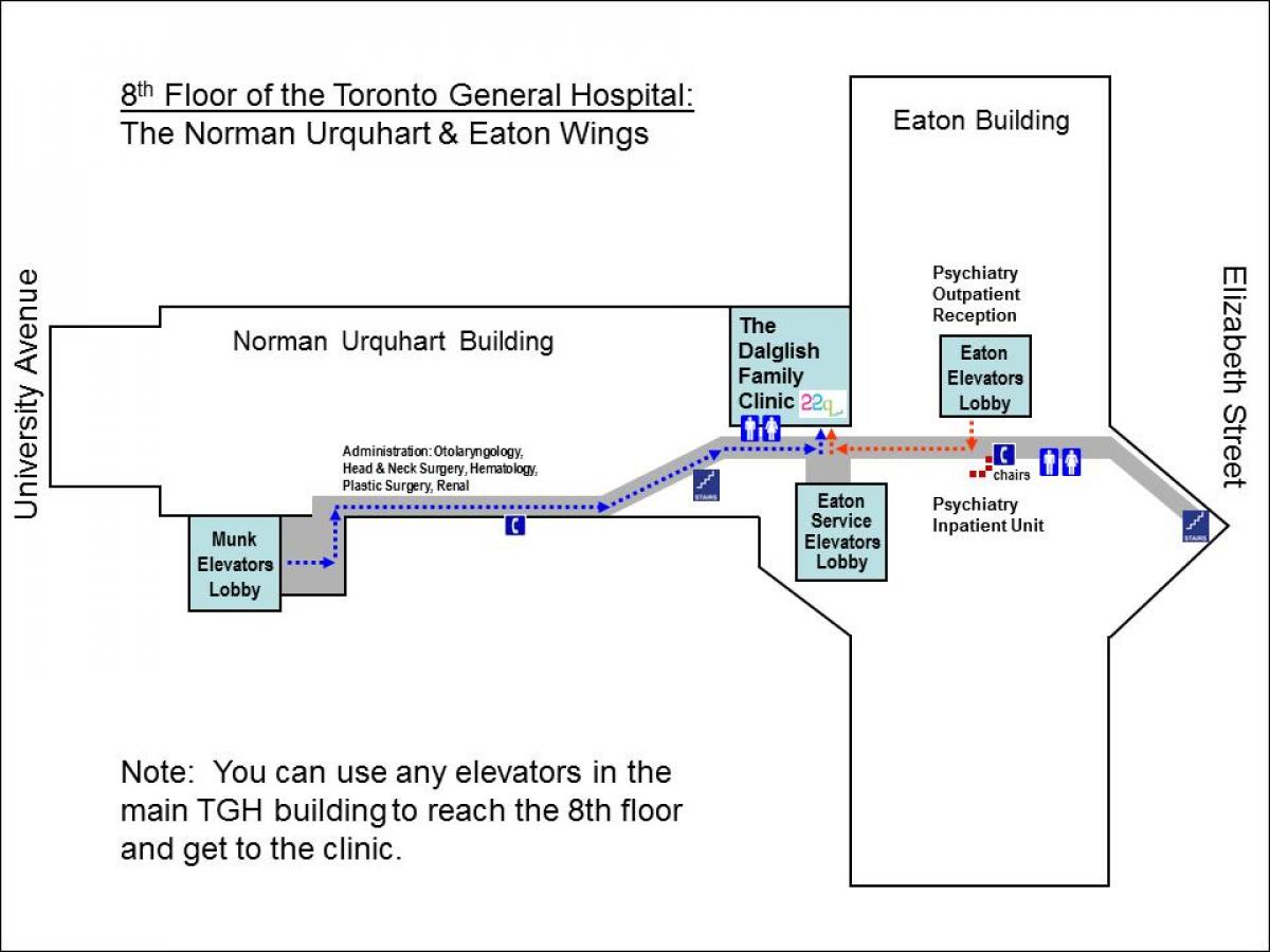 Mapa opštu Bolnicu 8-og sprata Torontu