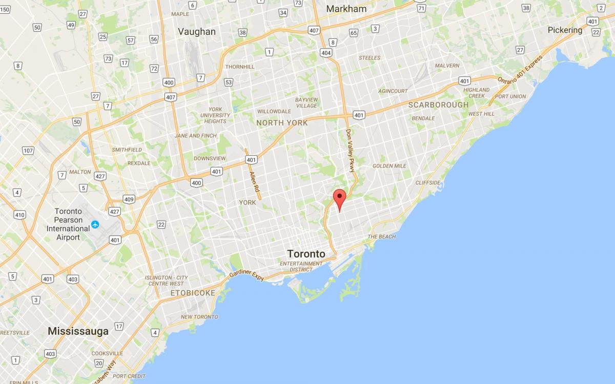 Mapa Pape Selo distriktu Torontu