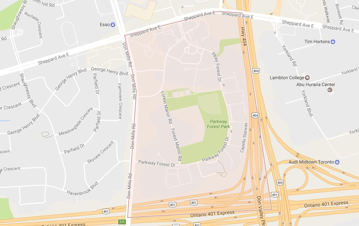 Karta za Parking Šumi susjedstvu Torontu