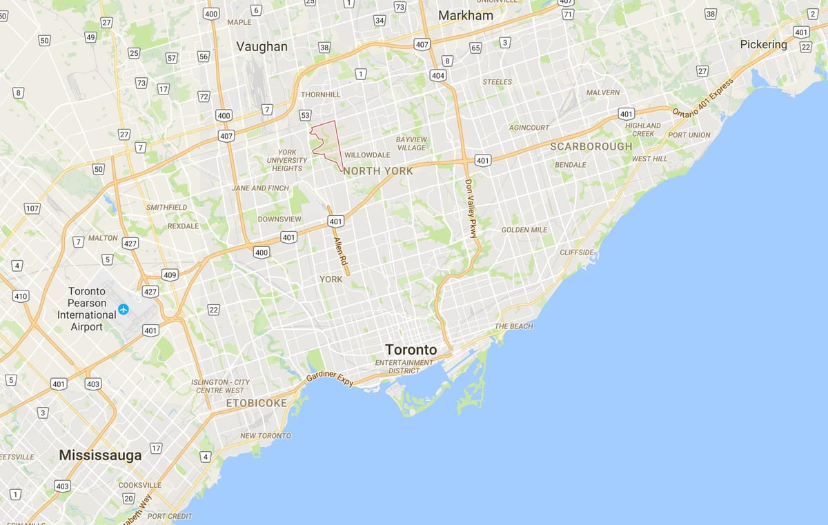 Mapa Plovidba–Branson distriktu Torontu