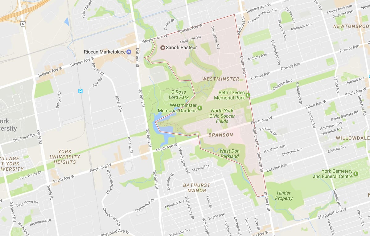 Mapa Plovidba–Branson susjedstvu Torontu