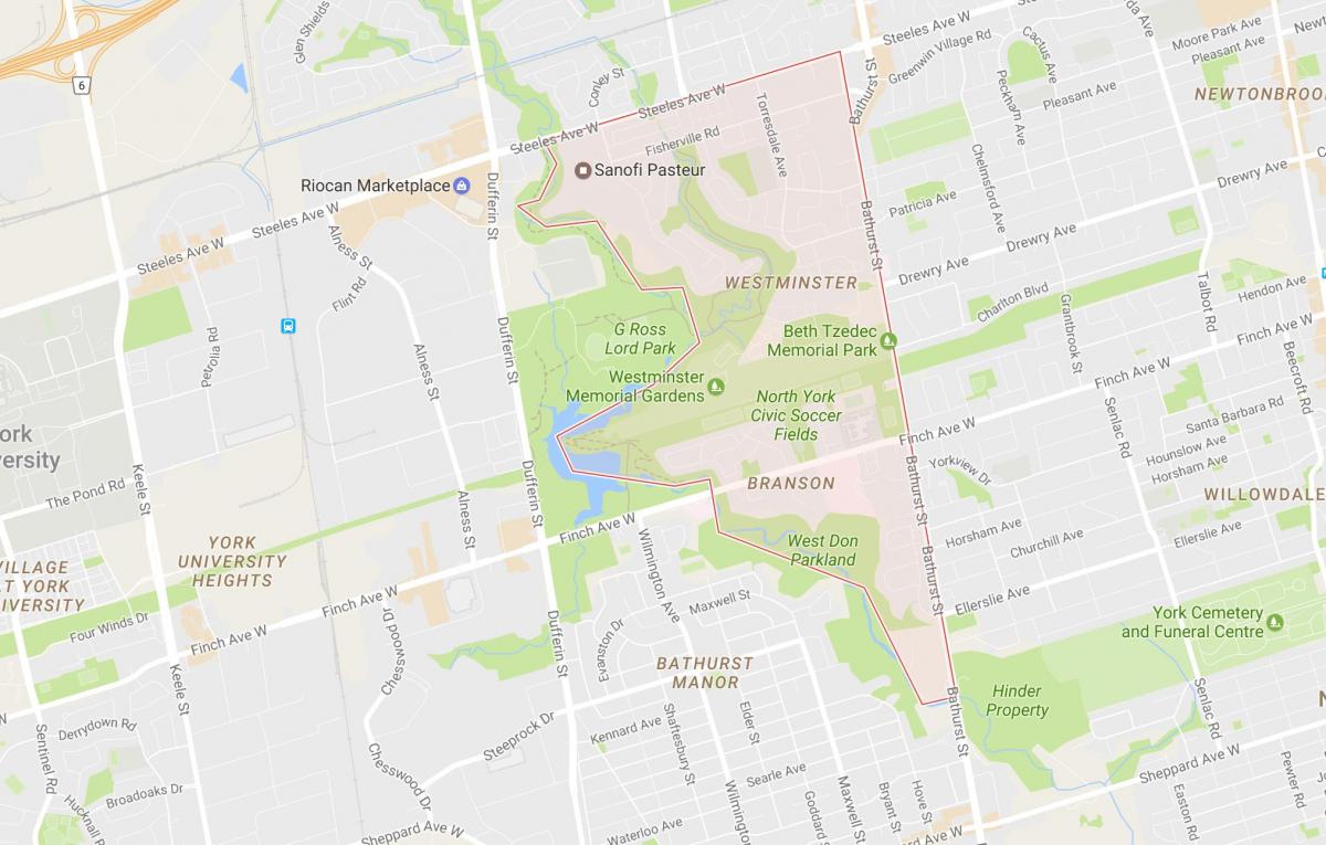 Mapa Plovidba–Branson susjedstvu Torontu