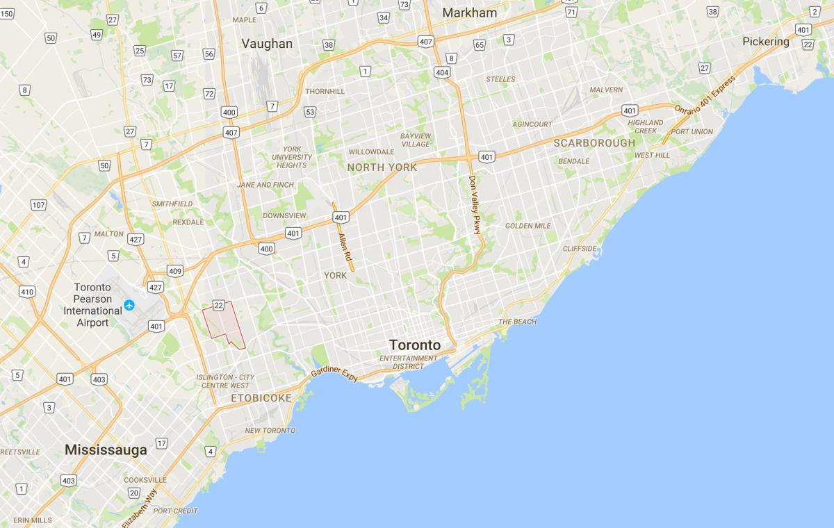 Mapa Princeza Vrtovima distriktu Torontu