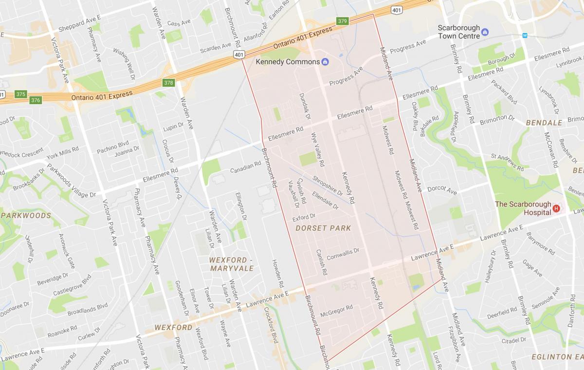 Mapa na putokaz dorset Park susjedstvu Torontu