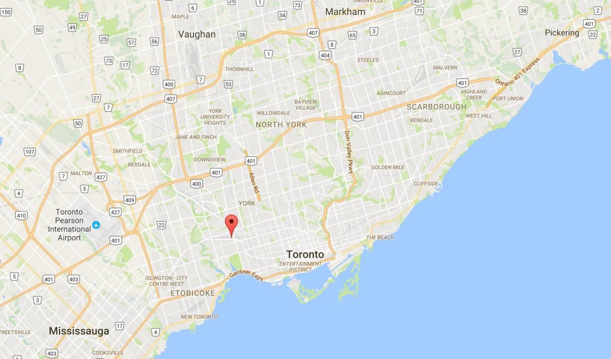 Mapa Raskrsnicu distriktu Torontu