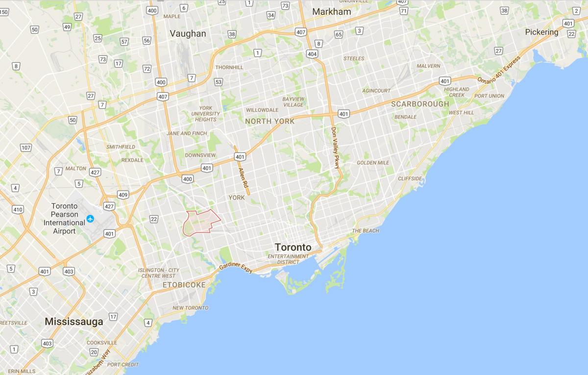 Mapa Rockcliffe–Bože distriktu Torontu