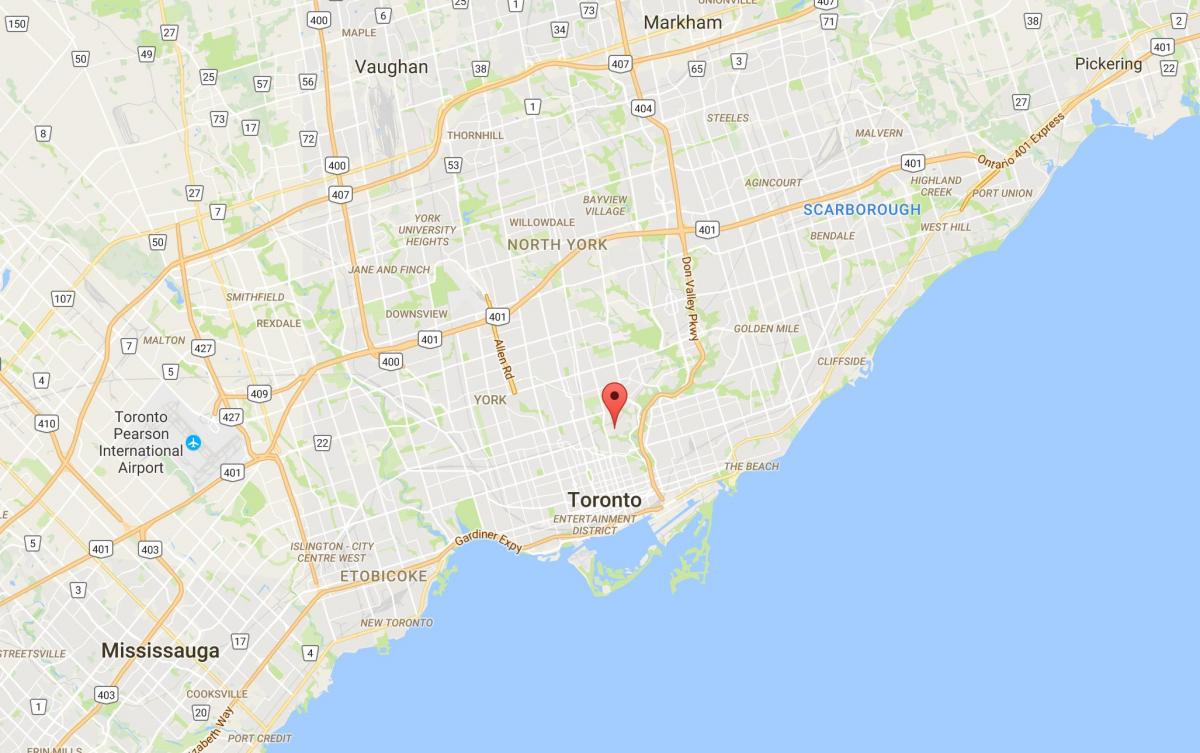 Mapa Rosedale distriktu Torontu