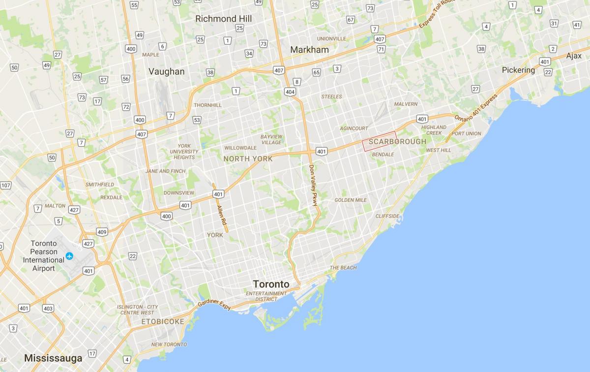 Karta iz Scarborough-a u Centru Grada distriktu Torontu