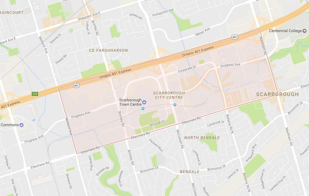 Karta iz Scarborough-a u Centru Grada susjedstvu Torontu