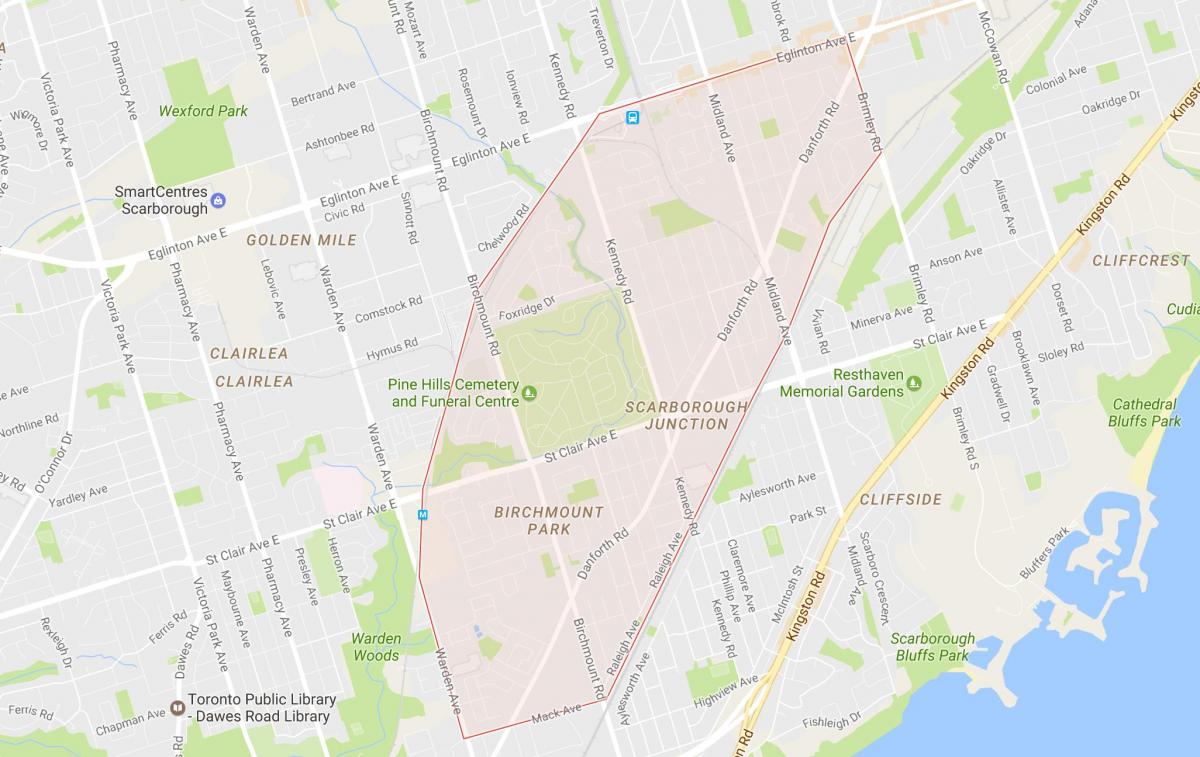 Karta iz Scarborough Raskrsnicu susjedstvu Torontu