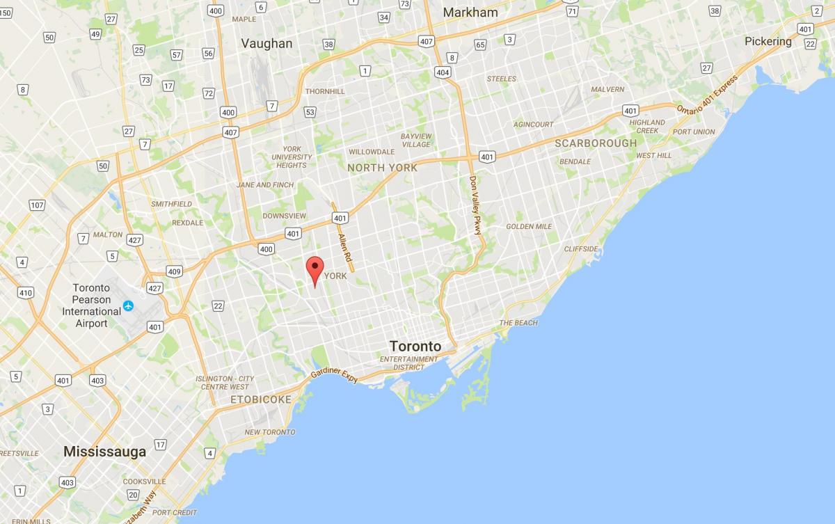 Mapa Silverthorn distriktu Torontu
