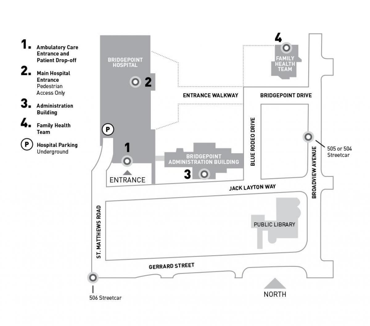 Mapa Sinai Bolnicu Zdravstvo-Bridgepoint Torontu