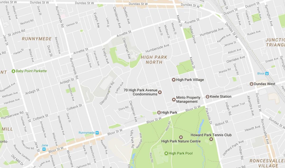 Karta u Srednjoj Park susjedstvu Torontu