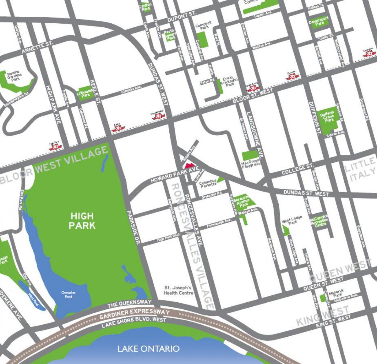 Karta u Srednjoj park Torontu pregled