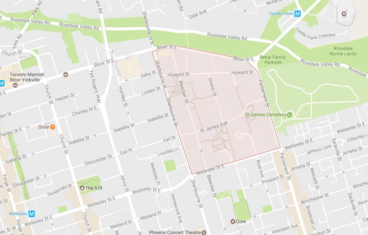Mapa St James Gradu susjedstvu Torontu