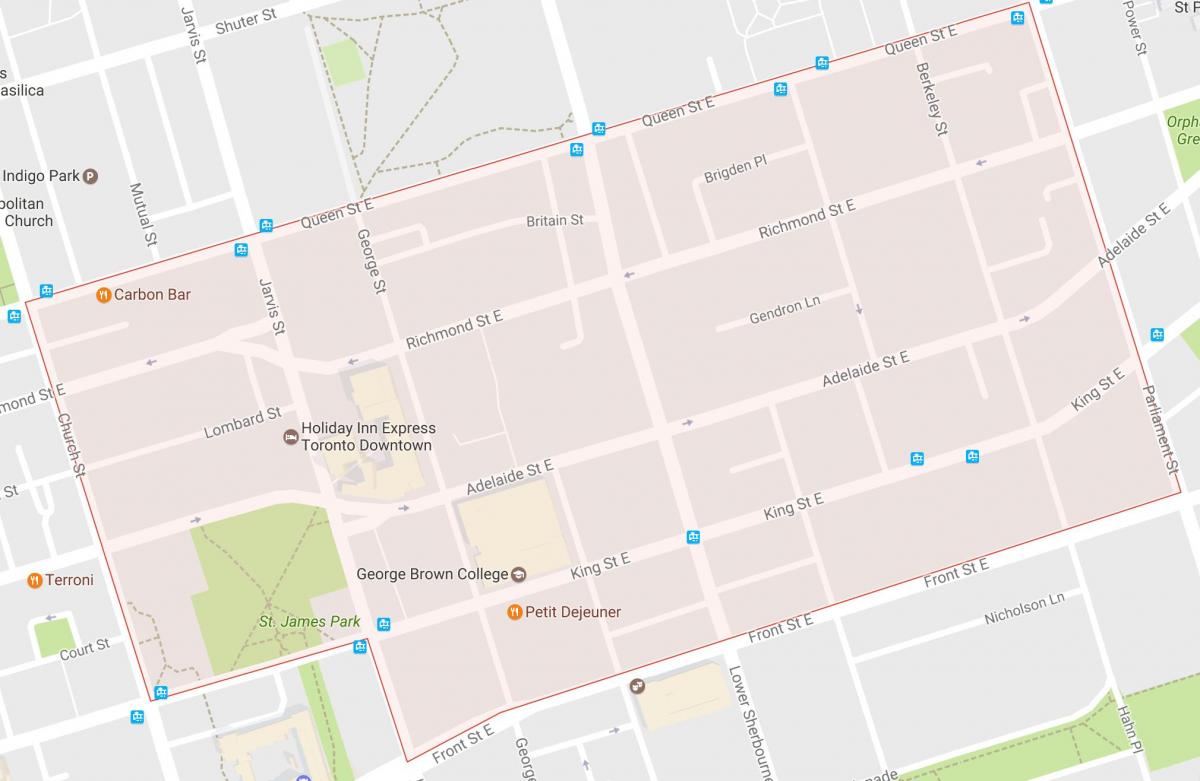 Karta je Stara Grada susjedstvu Torontu