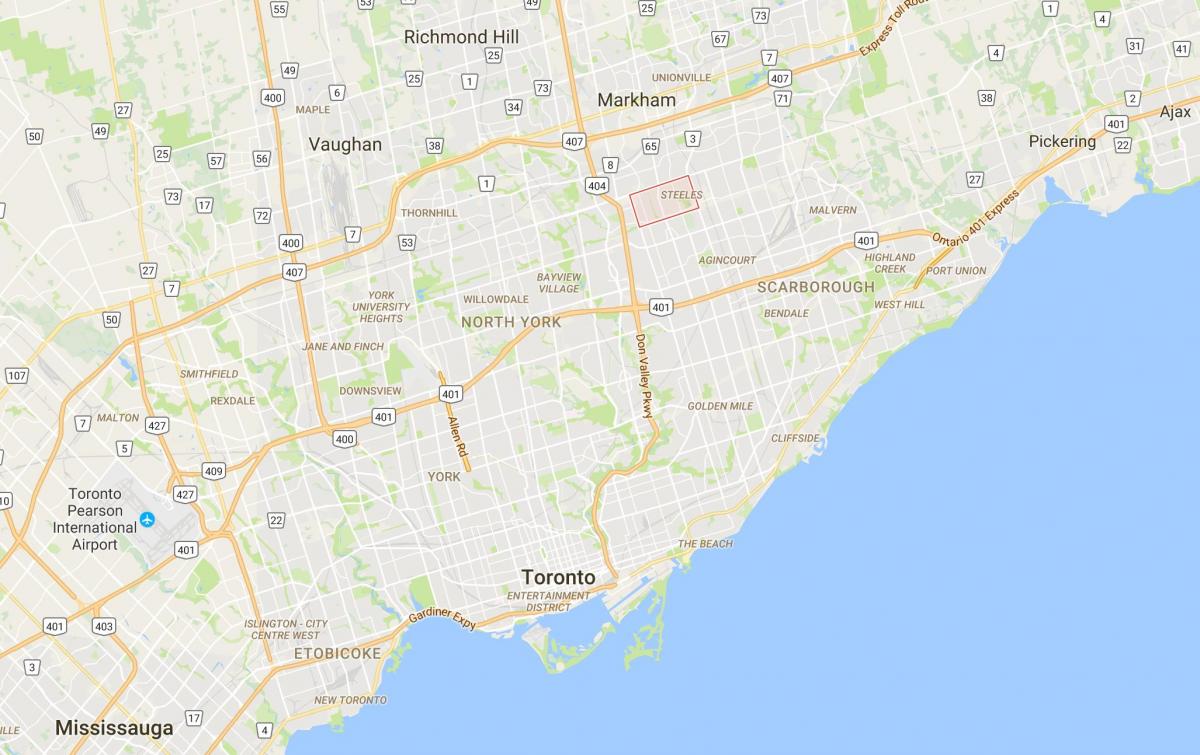 Mapa Steeles distriktu Torontu