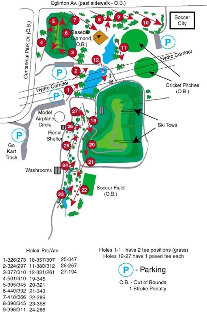 Karta za Stogodišnjicu Park golf terenima Torontu