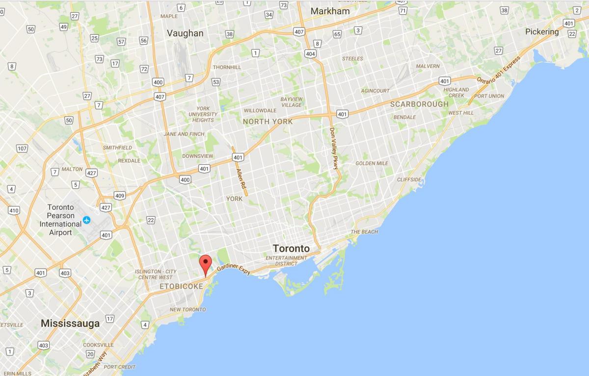 Mapa Stonegate-Kvinsveju distriktu Torontu