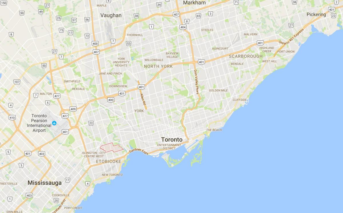 Mapa Sunnylea distriktu Torontu