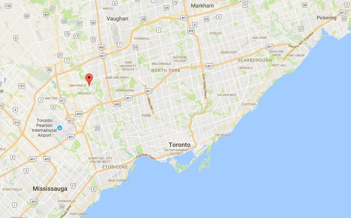 Mapa Thistletown distriktu Torontu