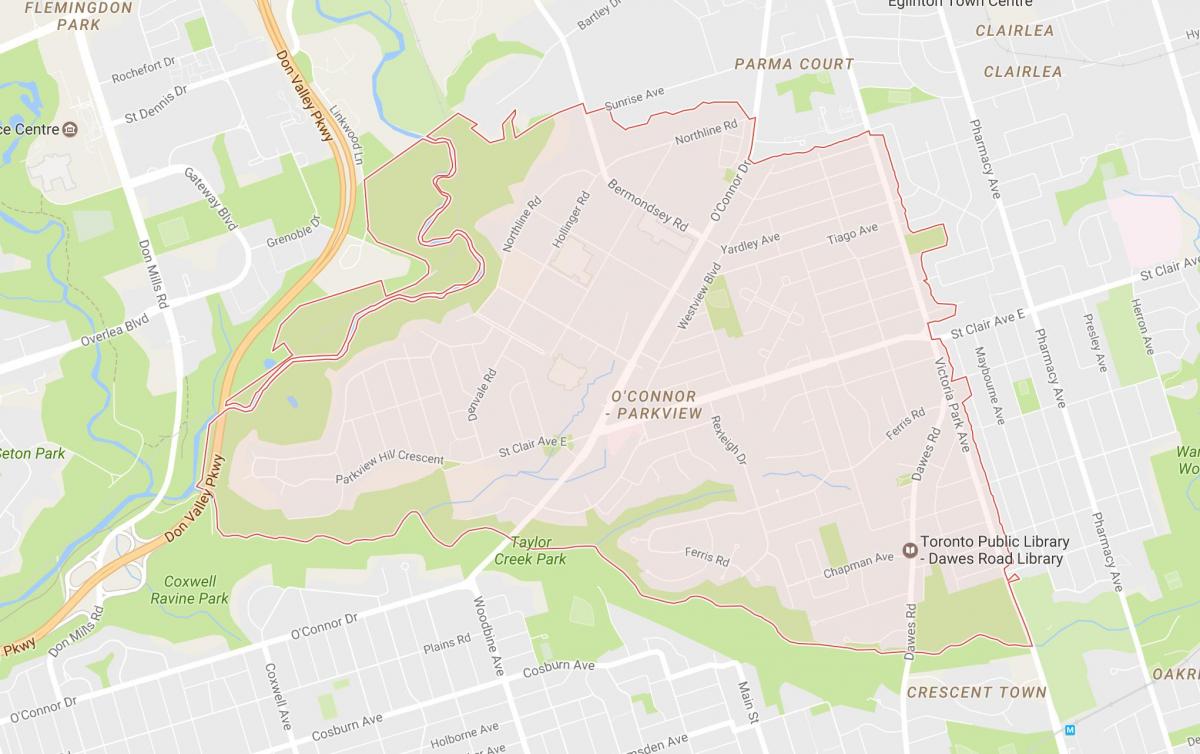 Mapa Uzde Put susjedstvu Torontu