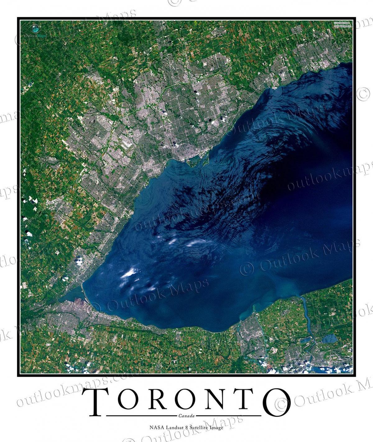 Kartu za Toronto jezeru u Ontariju satelit
