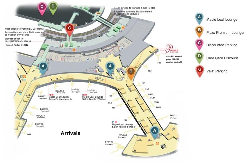 Kartu za Toronto Pearson međunarodni aerodrom dolascima terminala