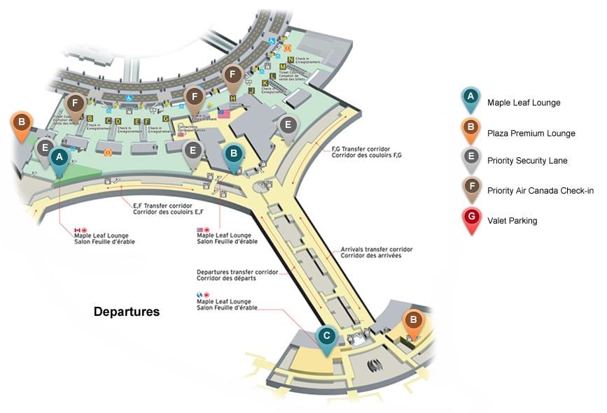 Kartu za Toronto Pearson međunarodni aerodrom odlazaka terminala